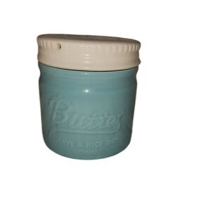 NWOT Dowan Butter Bell Dish - Aqua “Have a nice day”